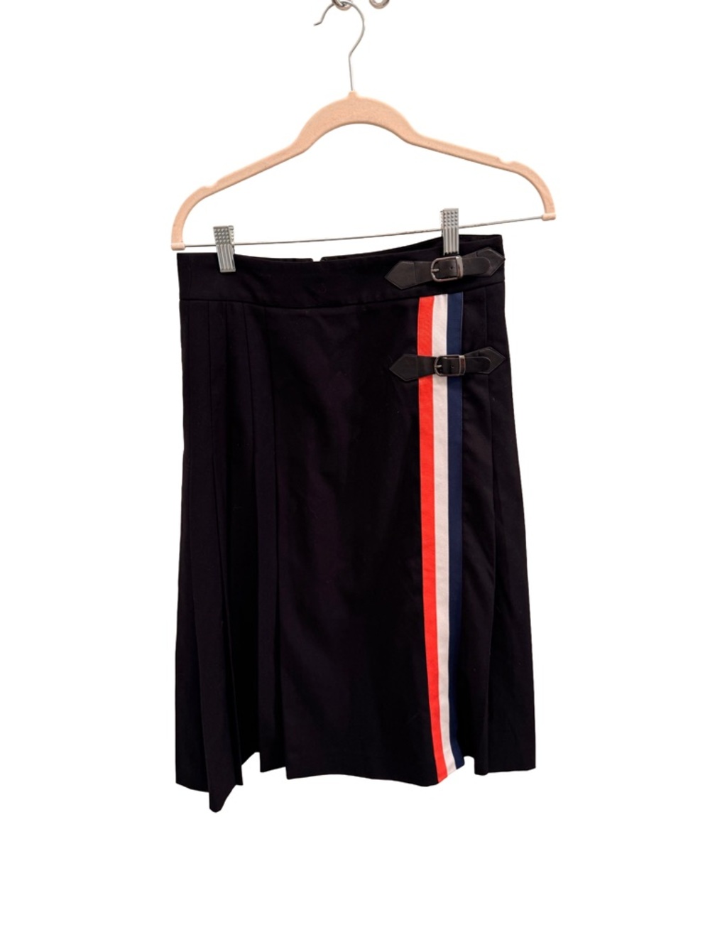 1901 Black Skirt with Red & Blue Stripe and Buckle Detail